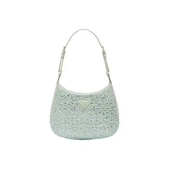 PRADA Cleo Satin Bag With Appliques Aqua