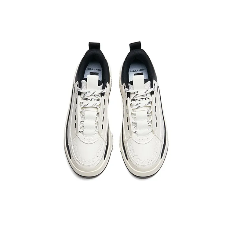 Anta Life Collection Lightweight And Wear resistant Low Top Skateboard Shoes Women's White Black Gray-3