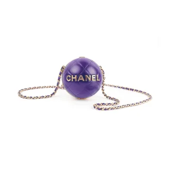 CHANEL 22A Early Autumn Sheepskin Evening Bag, Round Ball Bag, Handbag, Shoulder Bag, Crossbody Bag Women's Purple