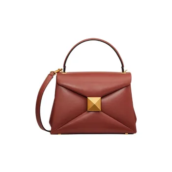 Valentino One Stud Sheepskin Shoulder Bag Crossbody Bag Handbag Small Size Women's Brown