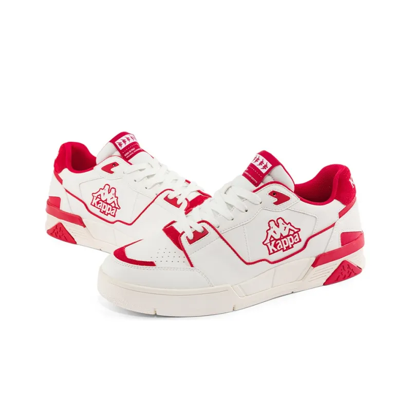 Kappa Wear Resistant Low Top Skateboard Shoes Unisex White Cherry Red-3