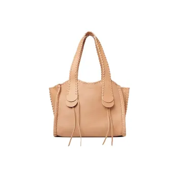Chloe Mony Calfskin Tote Bag, Shopping Bag, Shoulder Bag, Handbag Tubas Women's Light Brown Umber