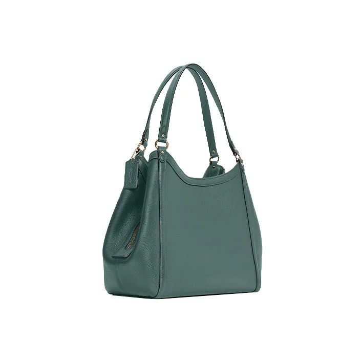 COACH Kristy Cow Leather Handbag, Shoulder Bag Large Size Women's Ink Wash Green-1