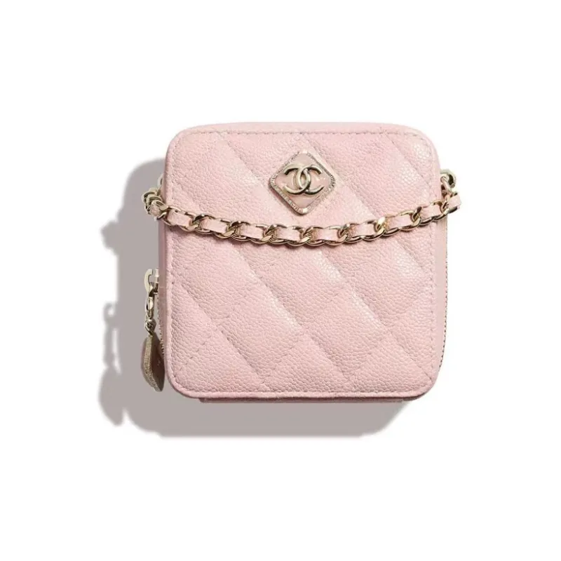 CHANEL Leather Small Square Box, Handheld Shoulder Bag, Crossbody Bag Women's Pink-0