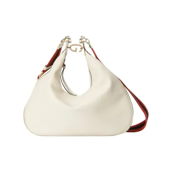 GUCCI Attache Leather Dumpling Bag, Crossbody Bag, Shoulder Bag Women's White