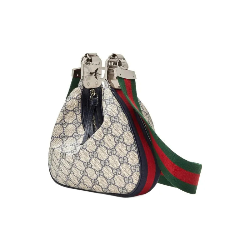 GUCCI Attache Canvas Leather Trim Dumpling Bag, Portable Crossbody Bag, Shoulder Bag Women's-1