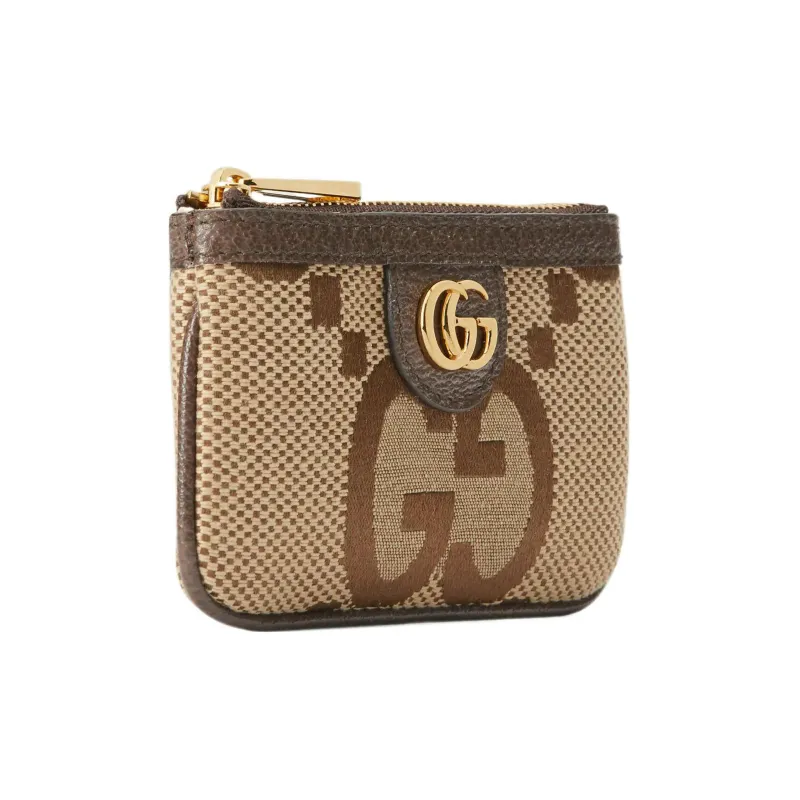 GUCCI Ophidia Canvas Leather Trim Key Pouch Regular Women's Camel/Ebony-1