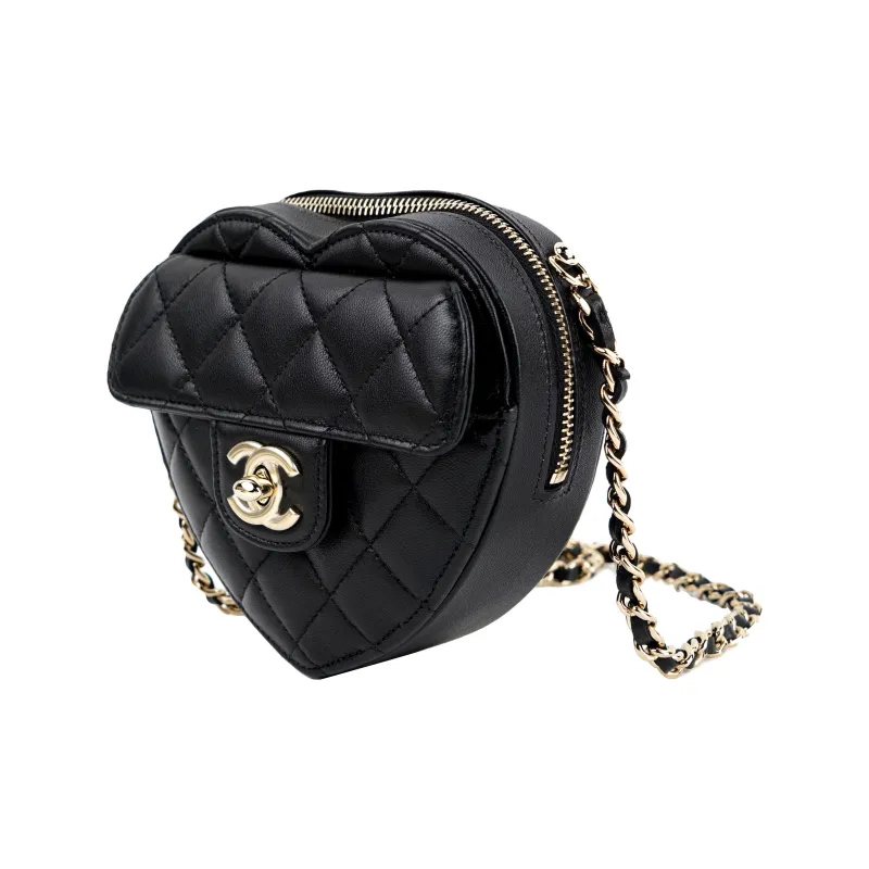 CHANEL Lambskin Heart Bag Handbag, Shoulder Bag, Crossbody Bag Women's Black-1