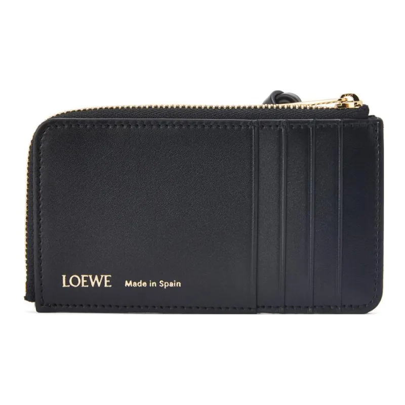 LOEWE Jacquard Fabric And Cow Leather Business Card Holder Coin Purse Card Holder Women's Marine Blue/Black-1
