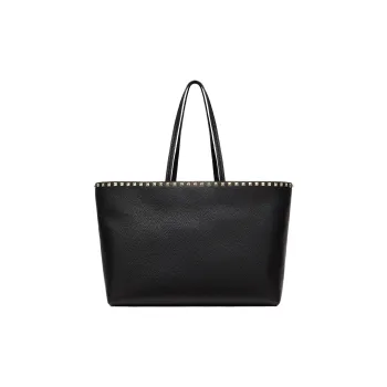 Valentino Rockstud Grain Calfskin Tote Shoulder Bag, Handbag Women's Black