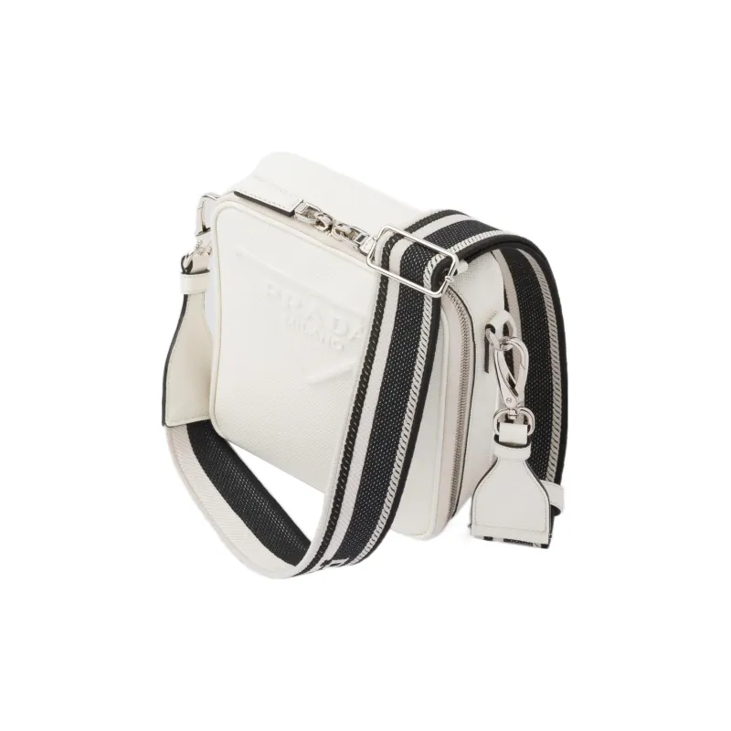 PRADA Saffiano Leather Single One Shoulder Crossbody Cell Phone Pouch Men's White-1