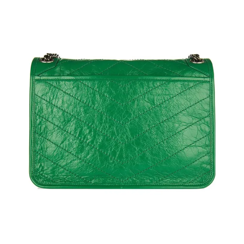 SAINT LAURENT Niki Leather Hobo Bag Handbag Shoulder Bag Crossbody Bag Medium Size Women's Green-2