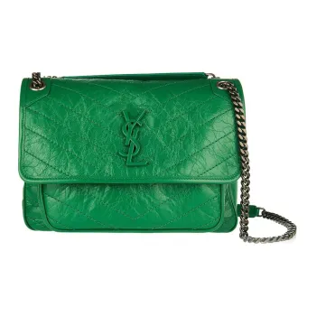 SAINT LAURENT Niki Leather Hobo Bag Handbag Shoulder Bag Crossbody Bag Medium Size Women's Green