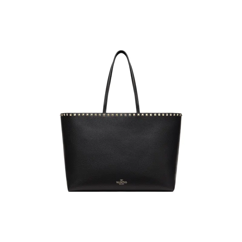 Valentino Rockstud Grain Calfskin Tote Shoulder Bag, Handbag Women's Black-2