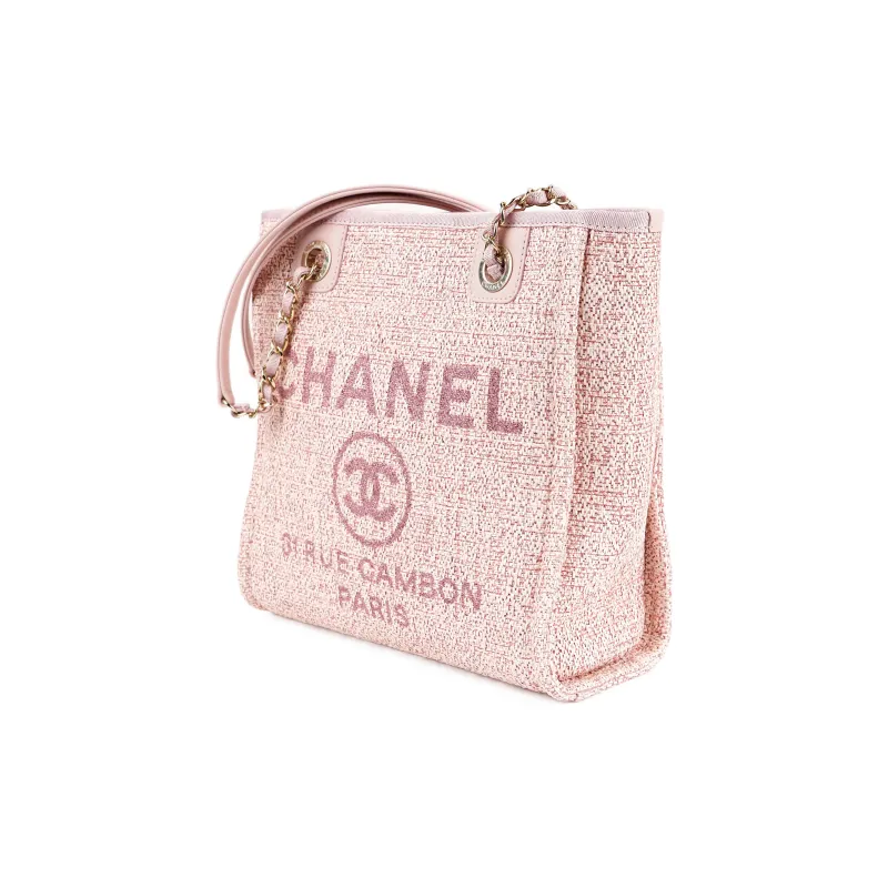 CHANEL Canvas Beach Bag, Tote Bag, Shopping Bag, Shoulder Bag, Handbag Women's Pink-1