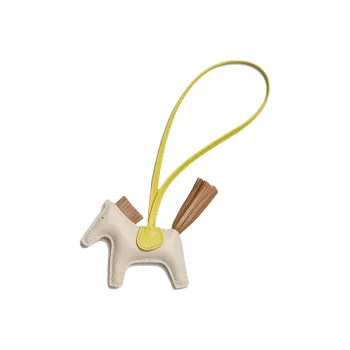 HERMES Leather Pendants Unisex Chalk White/Tea Brown
