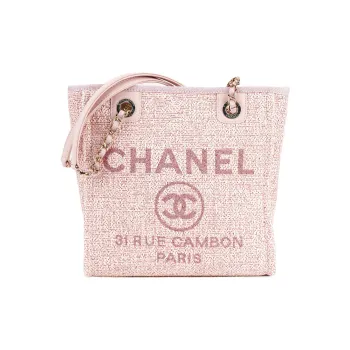 CHANEL Canvas Beach Bag Tote Bag Shopping Bag Shoulder Bag Handbag Regular Women's Pink