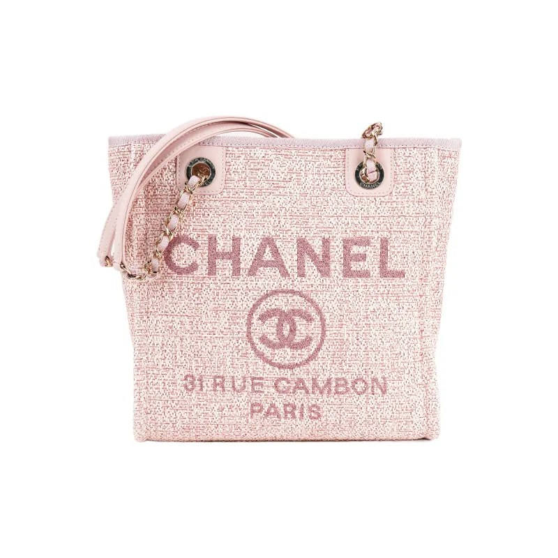 CHANEL Canvas Beach Bag, Tote Bag, Shopping Bag, Shoulder Bag, Handbag Women's Pink-0