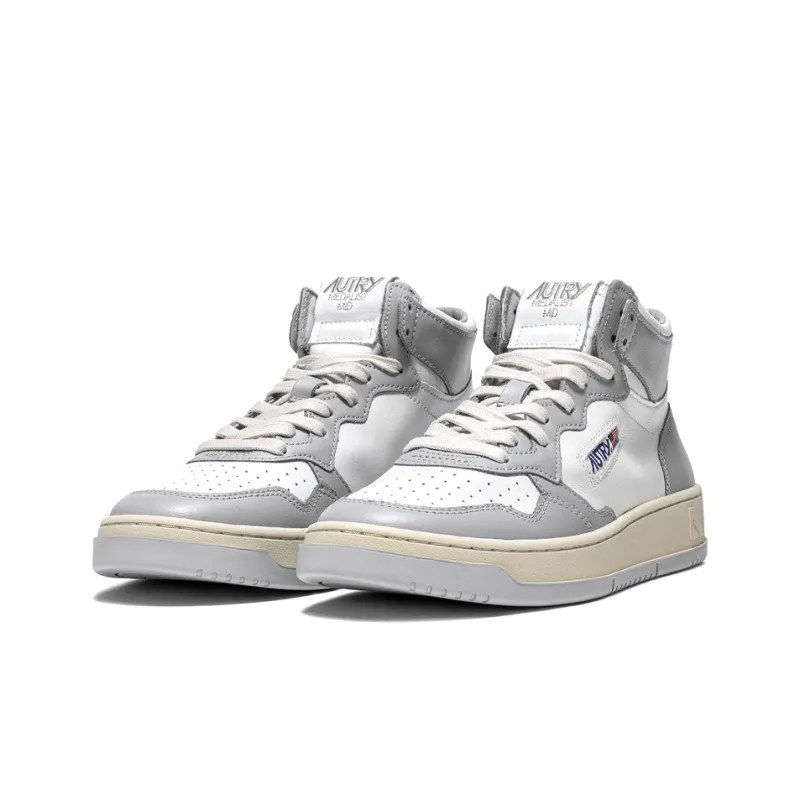 AUTRY Medalist Mid Leather Sneakers Two Toned 'White Grey' Women's-1