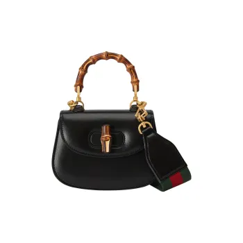 GUCCI Bamboo 1947 Leather Bamboo Bag Handbag, Shoulder Bag Mini Women's Black/Brown