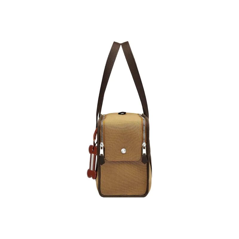 HERMES Cotton Small Dog Carrying Bag Pet Carrier Handbag Unisex Light Yellow Umber/Flame Orange-1