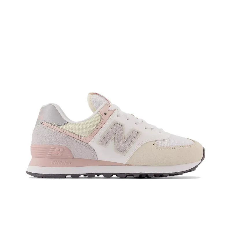 New Balance 574 Beige White Pink Sand Women's-1