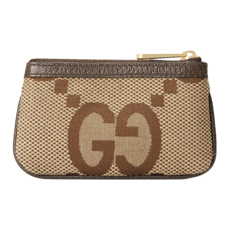 GUCCI Ophidia Canvas Leather Trim Key Pouch Regular Women's Camel/Ebony-2