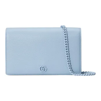 GUCCI GG Marmont Leather Chain Bag Shoulder Bag Crossbody Bag Mini Women's Light Blue