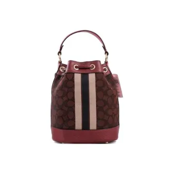 COACH Canvas With Leather Canvas Bag Bucket Bags Crossbody Handbags Small Size Women's Black Pink Multicolor