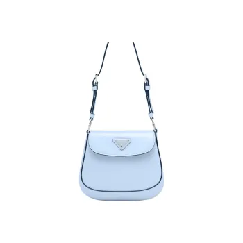 PRADA Shiny Leather Portable Crossbody Bag Shoulder Bag Mini Women's Sky Blue
