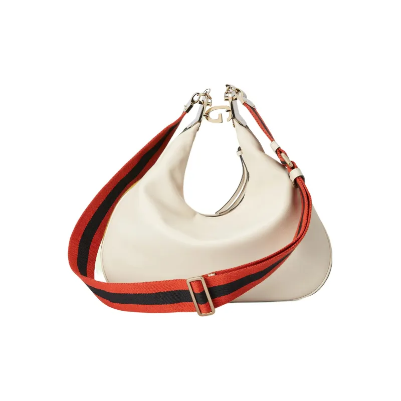 GUCCI Attache Leather Dumpling Bag, Crossbody Bag, Shoulder Bag Women's White-3