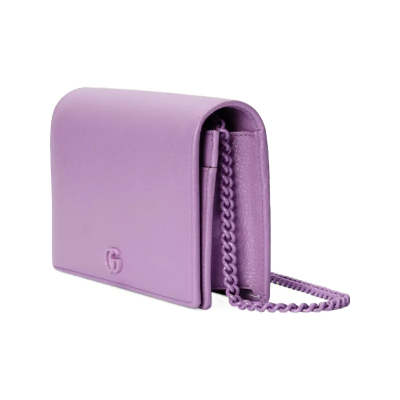 GUCCI GG Marmont Leather Chain Bag, Crossbody Bag, Shoulder Bag Mini Women's Light Purple-1