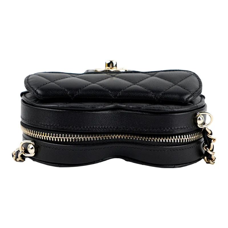 CHANEL Lambskin Heart Bag Handbag, Shoulder Bag, Crossbody Bag Women's Black-4