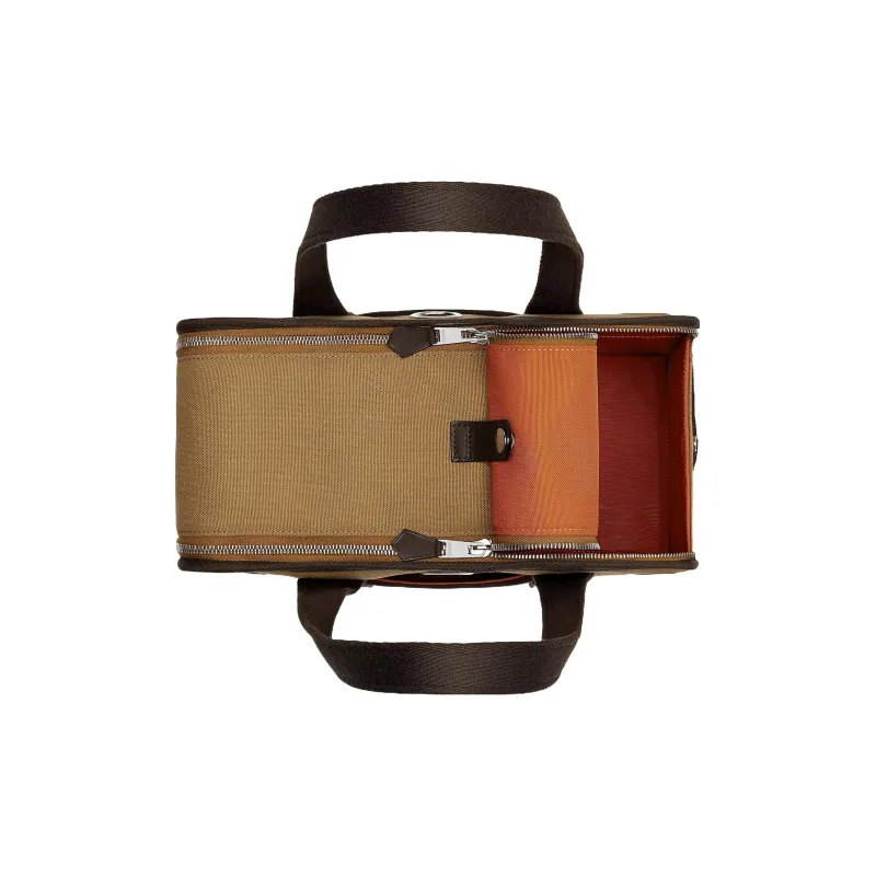 HERMES Cotton Small Dog Carrying Bag Pet Carrier Handbag Unisex Light Yellow Umber/Flame Orange-3