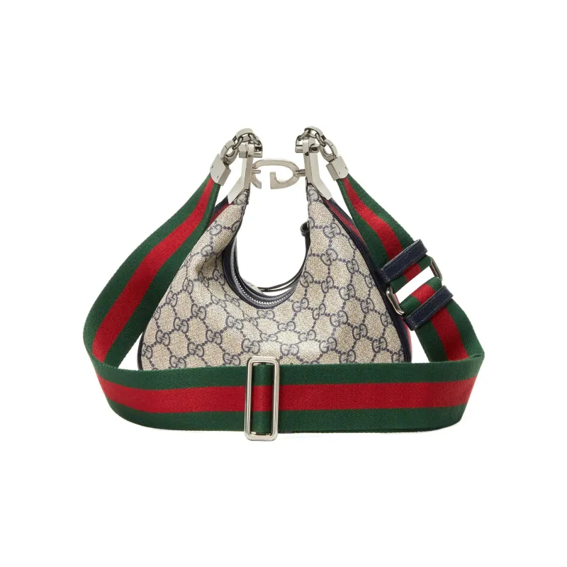 GUCCI Attache Canvas Leather Trim Dumpling Bag, Portable Crossbody Bag, Shoulder Bag Women's-2
