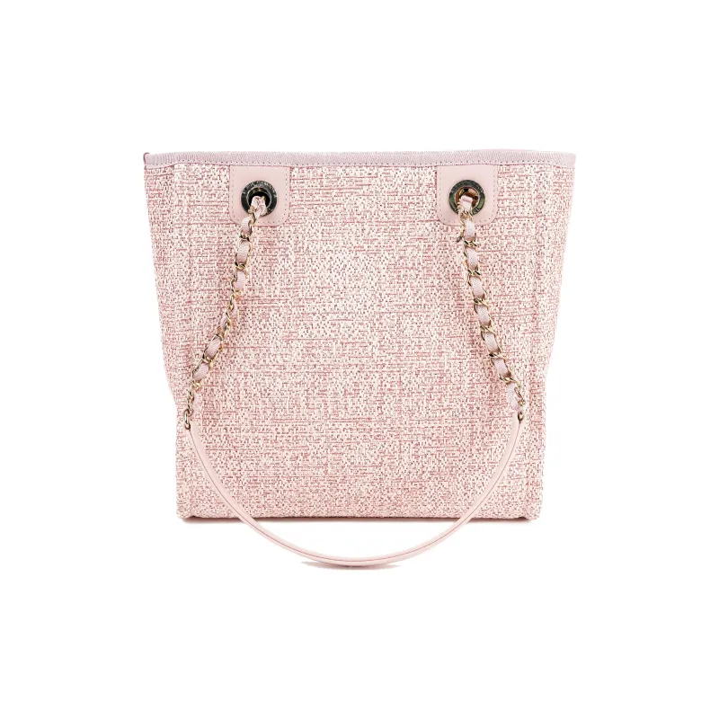 CHANEL Canvas Beach Bag, Tote Bag, Shopping Bag, Shoulder Bag, Handbag Women's Pink-2