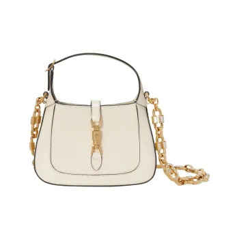 GUCCI Jackie 1961 Patent Leather Crescent Shoulder Bag Shoulder Bag Mini Women's White