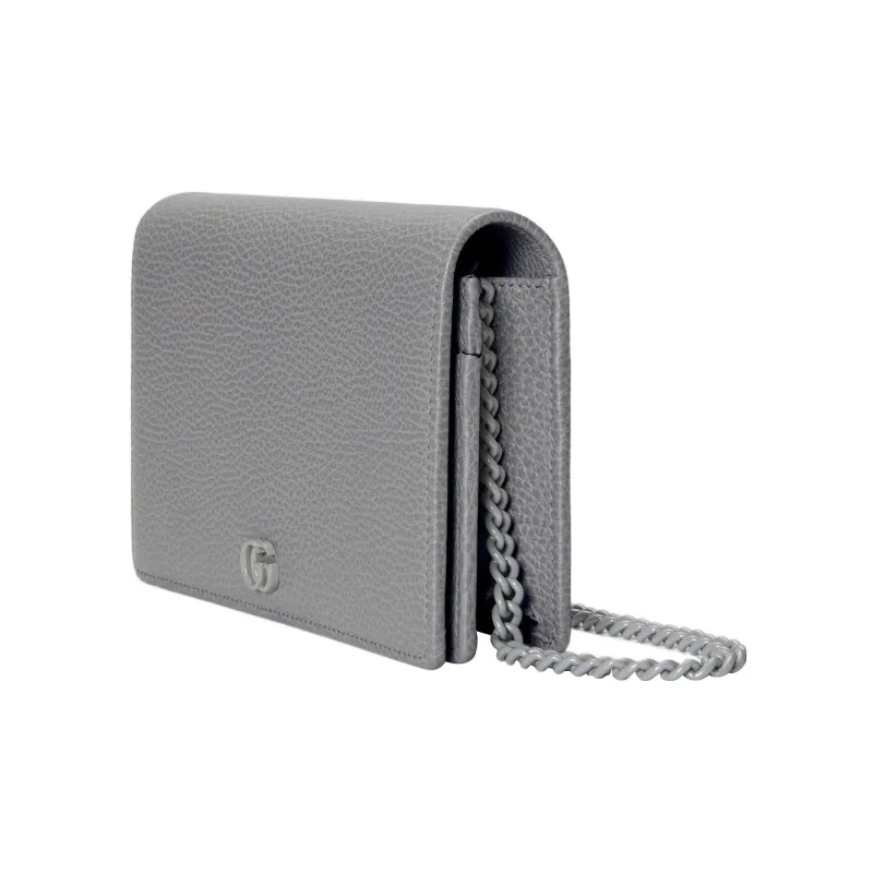 GUCCI GG Marmont Leather Chain Bag Shoulder Bag Crossbody Bag Mini Women's Dark Gray-1