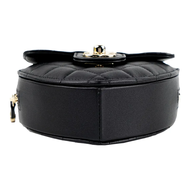 CHANEL Lambskin Heart Bag Handbag, Shoulder Bag, Crossbody Bag Women's Black-3