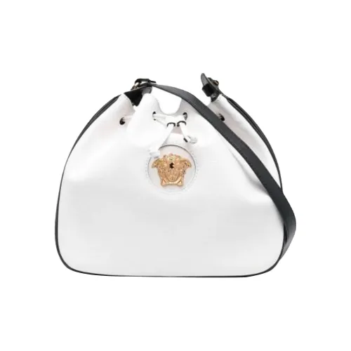 VERSACE VERSACE Cow Leather Bucket Bags Shoulder Bags Women's White