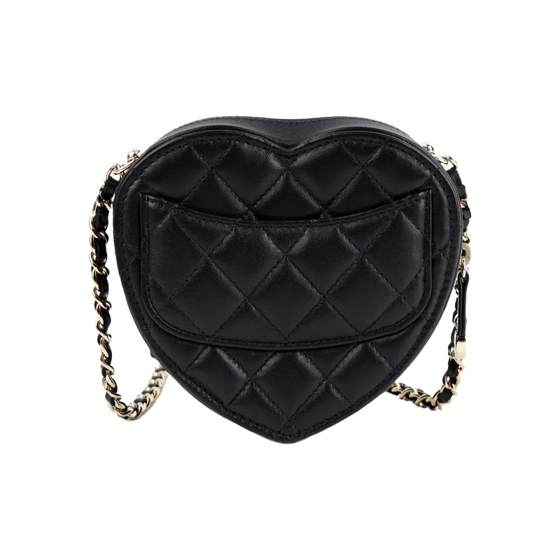 CHANEL Lambskin Heart Bag Handbag, Shoulder Bag, Crossbody Bag Women's Black-2