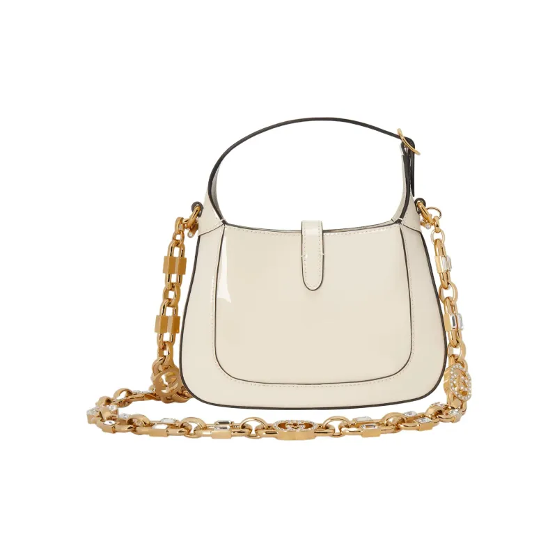 GUCCI Jackie 1961 Patent Leather Crescent Shoulder Bag Shoulder Bag Mini Women's White-2