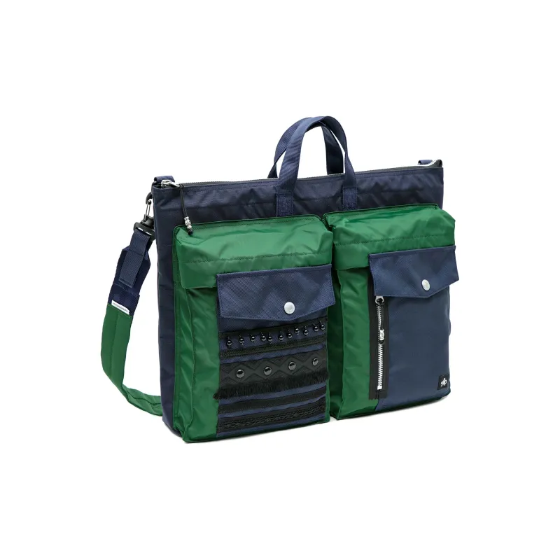 The MAD HATcher Polyamide Shoulder Bag, Crossbody Bag, Handbag Large Size Unisex Black/Navy Blue-7