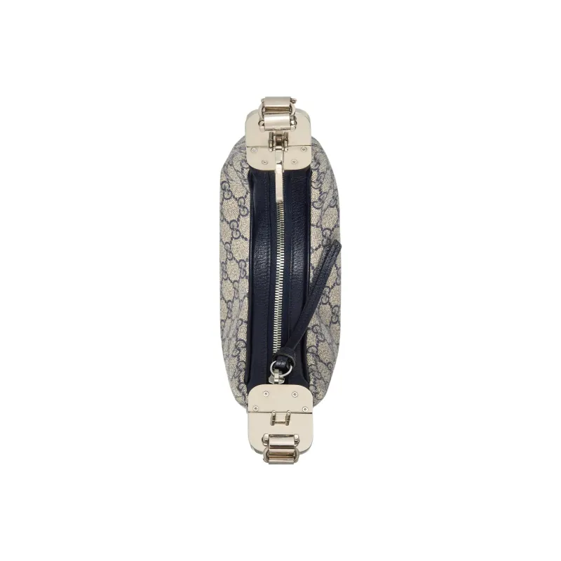 GUCCI Attache Canvas Leather Trim Dumpling Bag, Portable Crossbody Bag, Shoulder Bag Women's-4