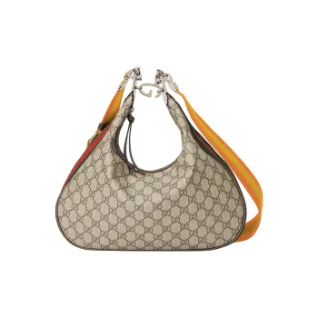 GUCCI Attache Canvas Webbing Trim Dumpling Bag, Portable Crossbody Bag, Shoulder Bag Women's