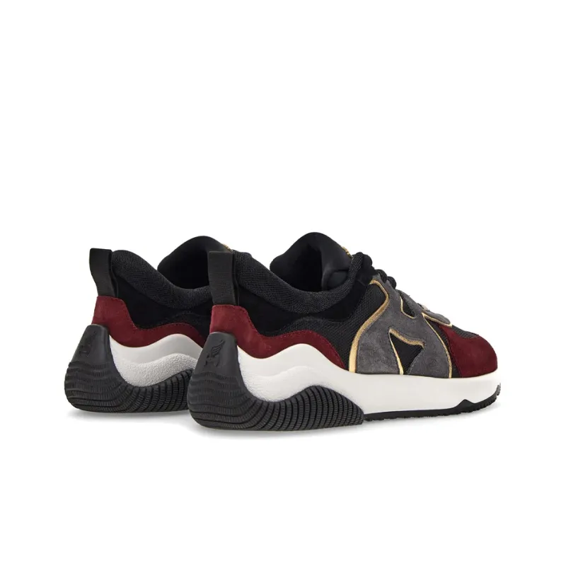 HOGAN H597 Anti Slip Wear Resistant Low Top Athletic Shoes Women's Black Red-2