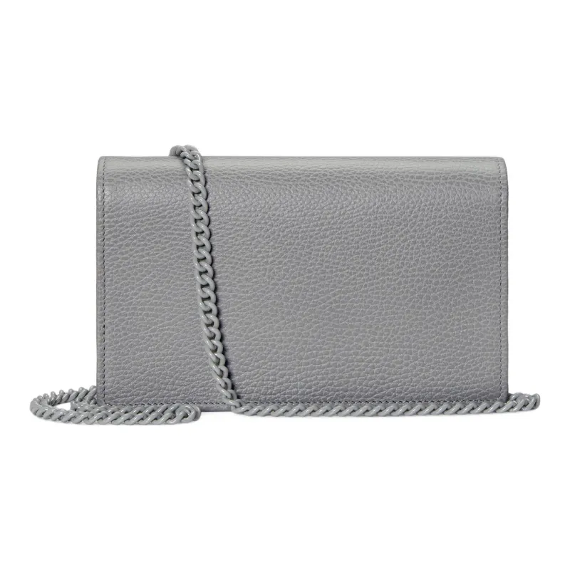 GUCCI GG Marmont Leather Chain Bag Shoulder Bag Crossbody Bag Mini Women's Dark Gray-2