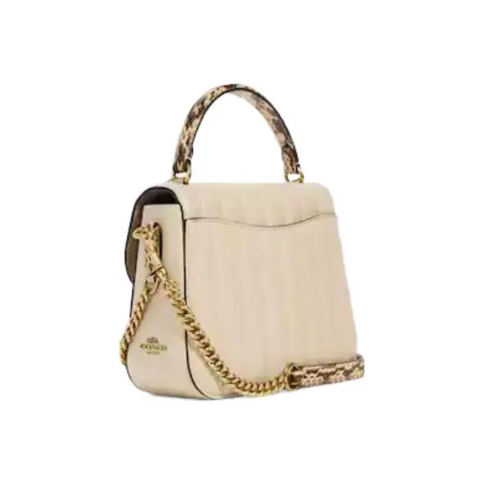 COACH × Jennifer Lopez Collaboration Marlie Leather Pillow Bag, Handbag, Crossbody Bag Medium Size Women's Ecru-3