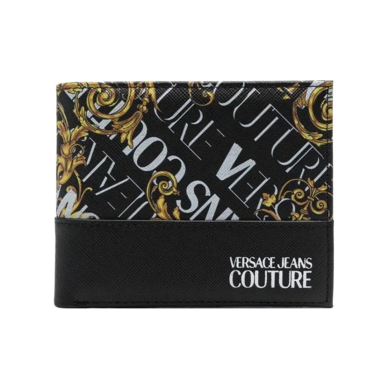 VERSACE JEANS COUTURE Calfskin Wallet Men's Black-0