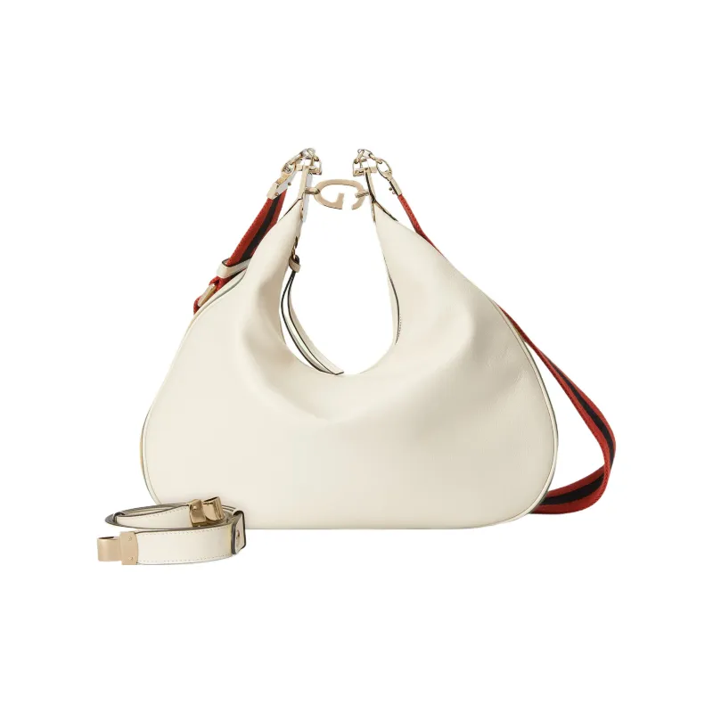 GUCCI Attache Leather Dumpling Bag, Crossbody Bag, Shoulder Bag Women's White-2
